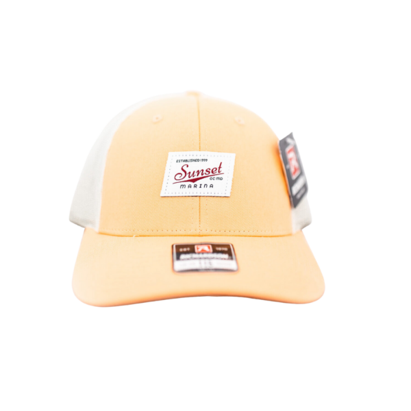Sunset Marina Old School Woven Patch Hat in Peach/Birch