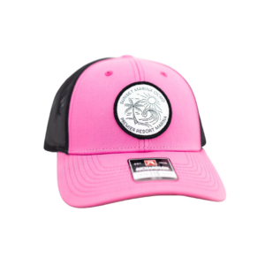 Woven Palm Patch Hat Hot Pink/Black