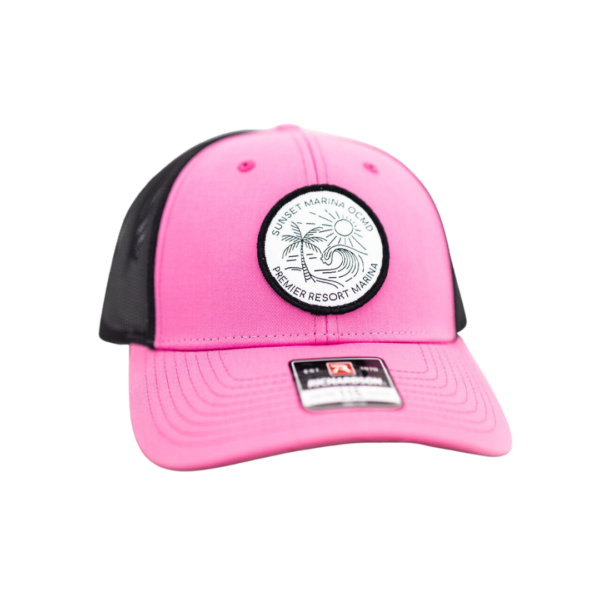 Woven Palm Patch Hat Hot Pink/Black