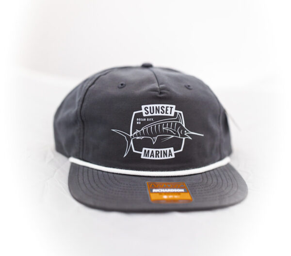 Retro Marlin Logo Rope Hat in Charcoal/White